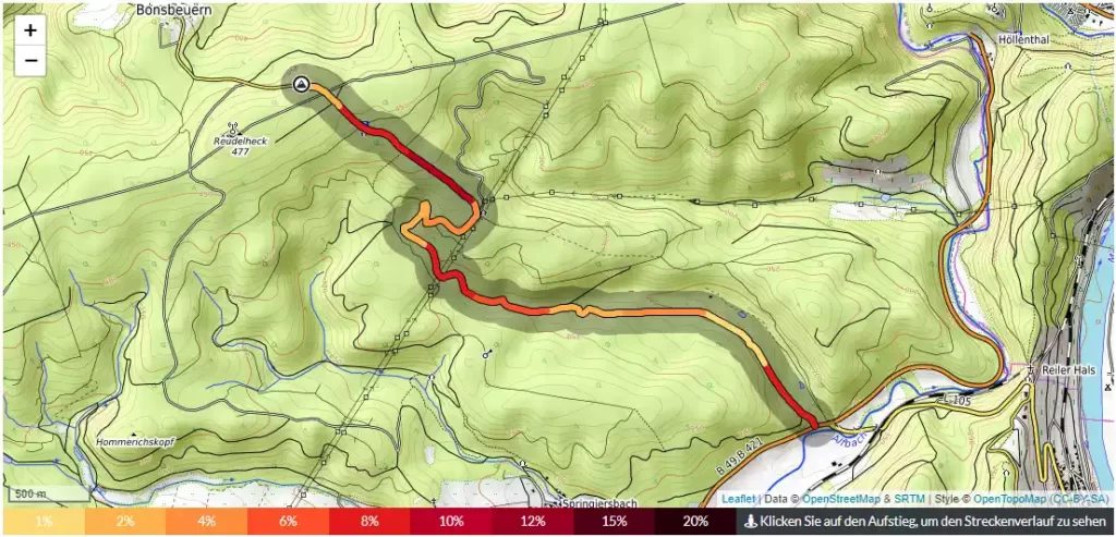 B49 naar Bonsbeuern route overzicht