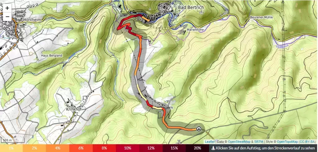 Bad Bertrich naar Bonsbeuern route overzicht
