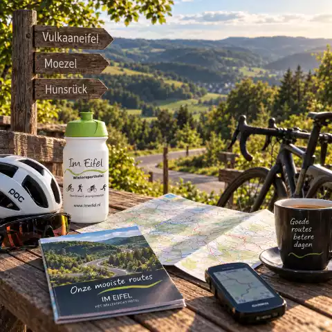 Wielrenner navigeert een custom GPX-route in de Vulkaaneifel
